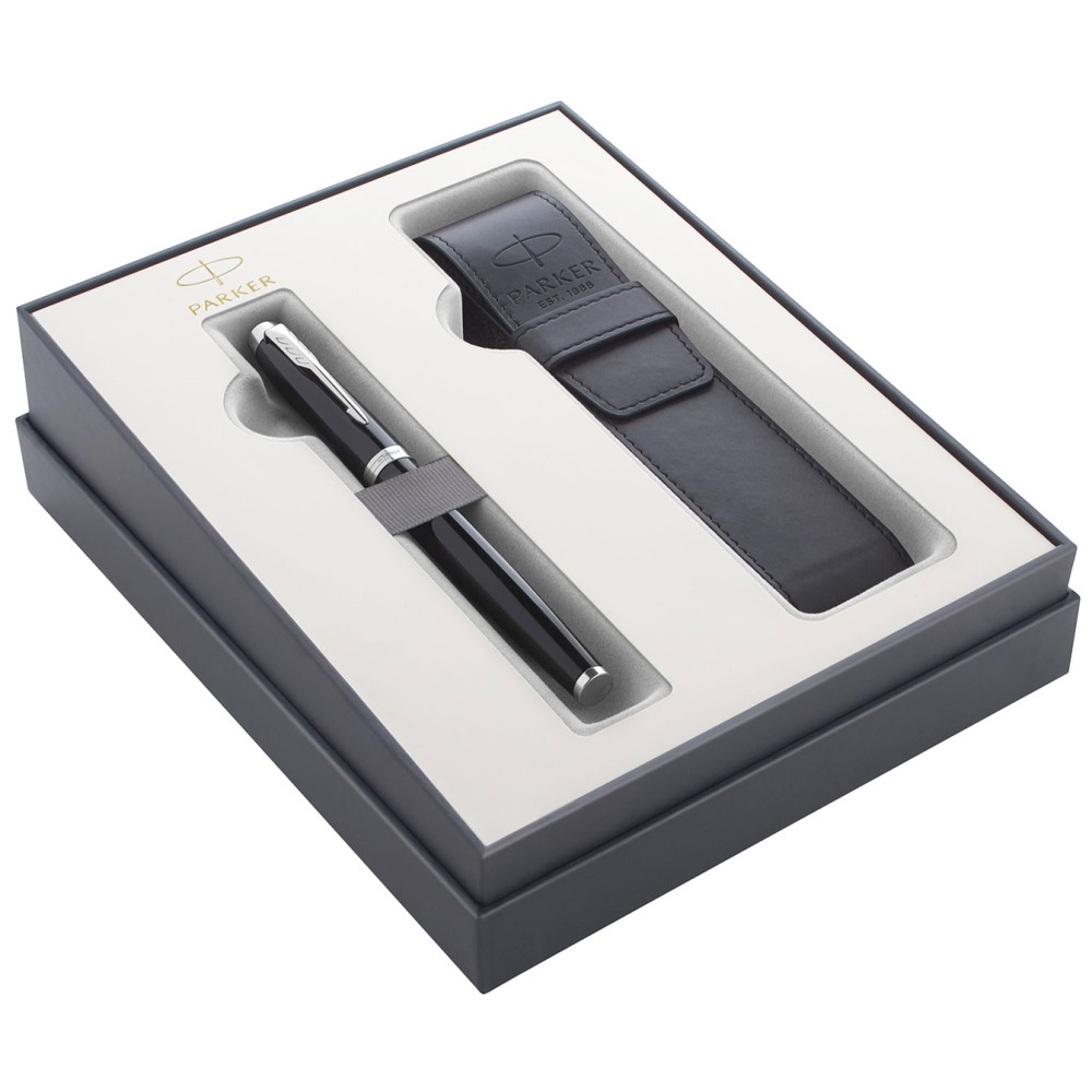 Набор Parker 2020: ручка перьевая Parker IM Core F321, Black CT (Перо M) + чехол для ручки